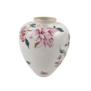 Lenox Barrington Collection Pink Flower Porcelain Vase Gold Trim USA Home Decor